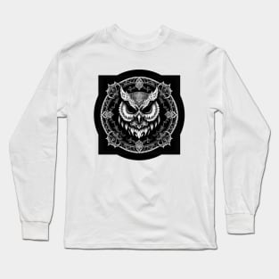 Owl on Black Long Sleeve T-Shirt